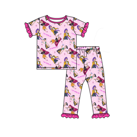 Preorder 11.04 MOQ 5 pcs GSPO2121 Cartoon Hot Pink Girls Pajamas Set