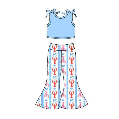 Preorder 11.04 MOQ 5 pcs GSPO2123 Crawfish Bows Blue Girls Set