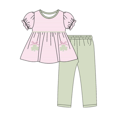 Preorder 11.24 MOQ 5 pcs GSPO2144 St. Patrick Stripe Girls Set