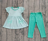 Preorder Samples GSPO2151 Embroidery Bows Stripe Mint Girls Set
