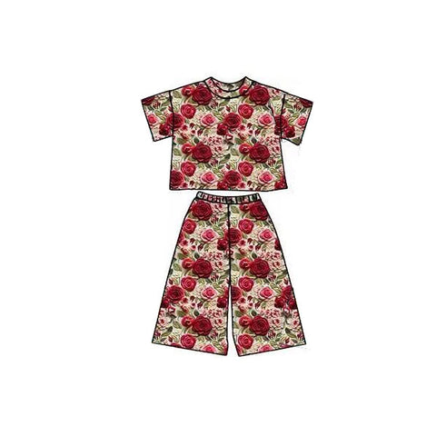 Preorder 12.03 MOQ 5 pcs GSPO2174 Flower Rose Red Girls Set