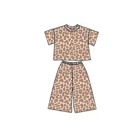 Preorder 12.03 MOQ 5 pcs GSPO2177 Leopard Brown Girls Set