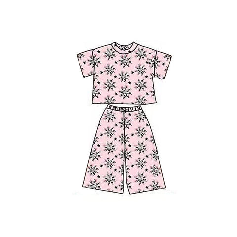Preorder 12.03 MOQ 5 pcs GSPO2178 Snowflake Star Pink Girls Set