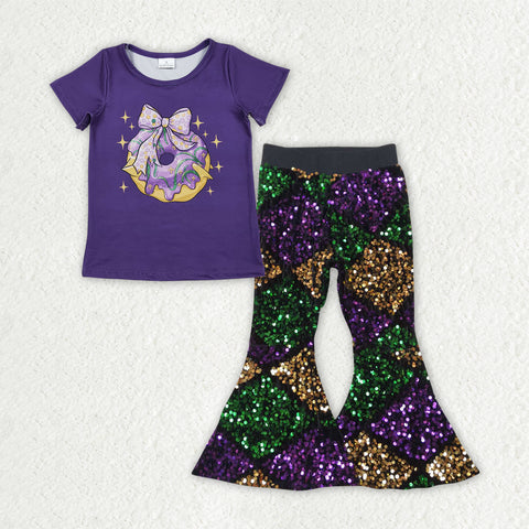GSPO2181 Mardi Gras Donut Sequin Girl's Set