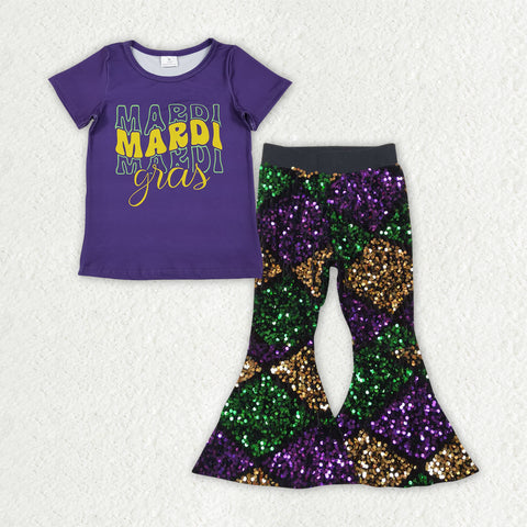 GSPO2182 Mardi Gras Sequin Girl's Set
