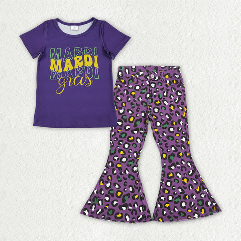 GSPO2187 Mardi Gras Leopard Jeans Girl's Set