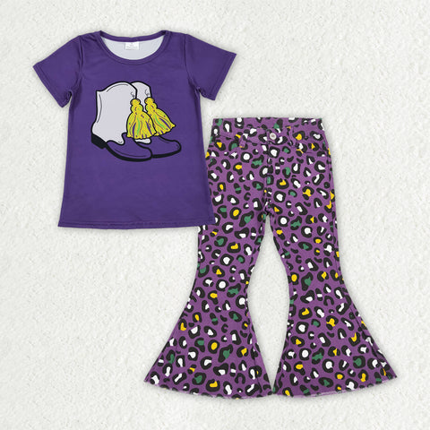 GSPO2188 Mardi Gras Boots Leopard Jeans Girl's Set