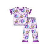 Preorder Samples GSPO2228 Cartoon Bows Purple Girls Pajamas Set