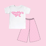 Preorder Samples GSPO2257 Daddy's Girl Pink Plaid Girls Set