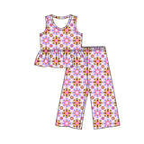 Preorder MOQ 5 Pcs Each Style Summer Colorful Flower Plaid Girls Outfits