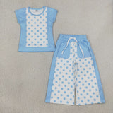 GSPO2334 Green Blue Color Dots Cute Yoga Girls Set