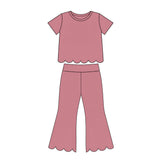 Preorder MOQ 5 Pcs Each Color Colorful Solid Color Scallop Edge Girls Outfits