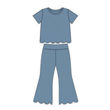 Preorder MOQ 5 Pcs Each Color Colorful Solid Color Scallop Edge Girls Outfits