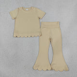 GSPO2340 Solid Color Yellow Scallop Edge Girls Set