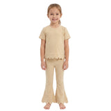 GSPO2340 Solid Color Yellow Scallop Edge Girls Set