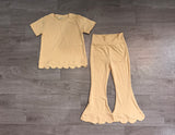 Preorder Samples GSPO2340 Solid Color Yellow Scallop Edge Girls Set