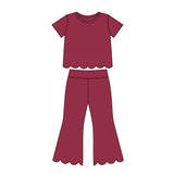 Preorder MOQ 5 Pcs Each Color Colorful Solid Color Scallop Edge Girls Outfits
