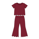 Preorder MOQ 5 Pcs Each Color Colorful Solid Color Scallop Edge Girls Outfits