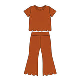 Preorder MOQ 5 Pcs Each Color Colorful Solid Color Scallop Edge Girls Outfits