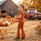 GSPO2345 Solid Color Turmeric Scallop Edge Girls Set