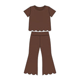 Preorder MOQ 5 Pcs Each Color Colorful Solid Color Scallop Edge Girls Outfits