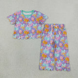 GSPO2364 Fall Pumpkin Bows Scallop Edge Girls Set