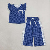 GSPO2372 Blue Color Dots Cute Girls Set