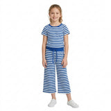 GSPO2385 Solid Dark Blue Stripe Girls Set
