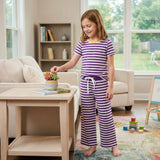 GSPO2386 Solid Dark Purple Stripe Girls Set