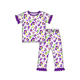 Preorder MOQ 5 pcs Each Style Mardi Gras Leopard Purple Kids Matching Clothes