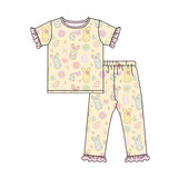 Preorder MOQ 5 pcs Each Style Happy Easter Bunny Flower Pink Kids Matching Clothes