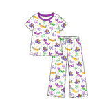 Preorder MOQ 5 pcs Each Style Mardi Gras Mask Scallop Edge Kids Matching Clothes