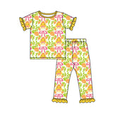 Preorder MOQ 5 pcs Each Style Easter Carrots Chick Bows Yellow Ruffles Kids Matching Clothes