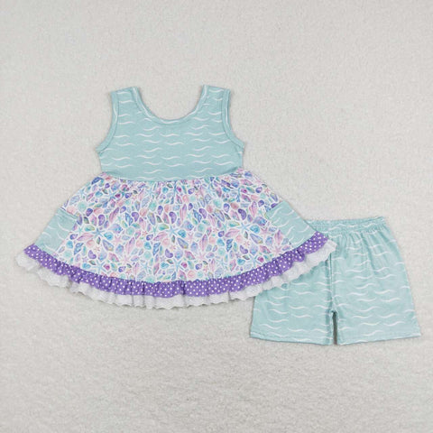 GSSO0404 Summer Ocean Starfish Pockets Girl Shorts Set