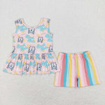 GSSO0504 Beach Babe Stripe Girls Shorts Set