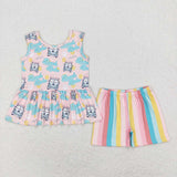 GSSO0504 Beach Babe Stripe Girls Shorts Set