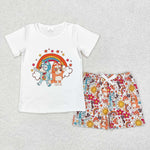 GSSO0512 Cartoon Sun Flower Kids Shorts Set