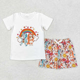 GSSO0512 Cartoon Sun Flower Kids Shorts Set