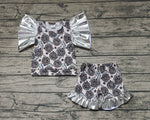 GSSO0521 Smiley face Leopard Silver Baby Bummie Set Girl