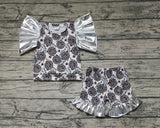 GSSO0521 Smiley face Leopard Silver Baby Bummie Set Girl