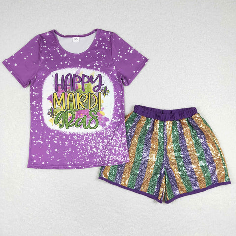 GSSO0529 Happy Mardi Gras Sequin Adult's Shorts