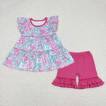 GSSO0618 Garden Flower Girls Shorts Set