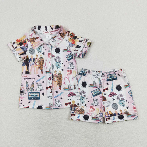 GSSO0661 1989 Singing Star Club Pink Girls Shorts Set Pajamas