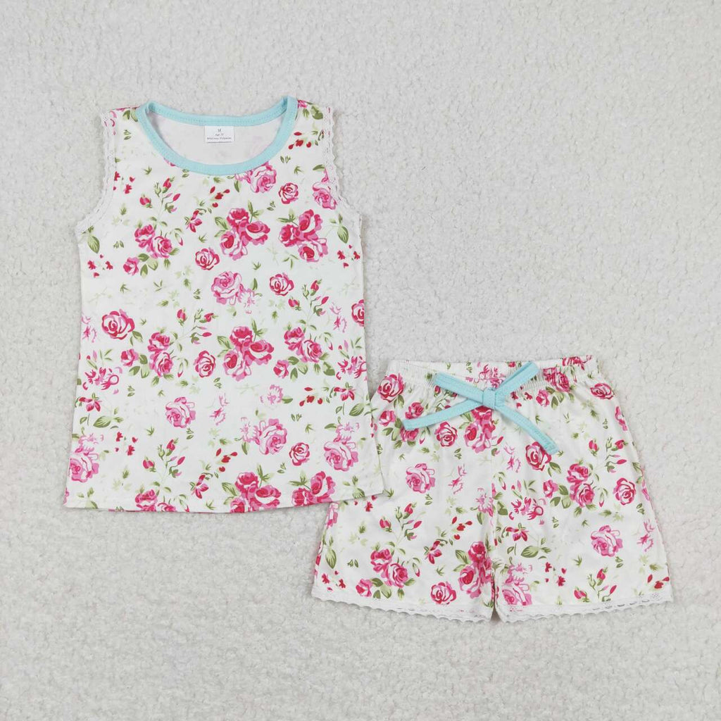 GSSO0674 Pink Flower Girls Shorts Set