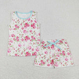 GSSO0674 Pink Flower Girls Shorts Set