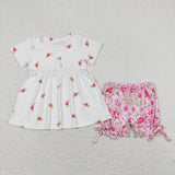 GSSO0684 Flower pink Girls Shorts Set
