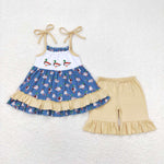 GSSO0697 Embroidery Mallard Duck Shorts Set