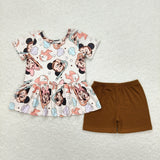 GSSO0703 Fish Brown Shorts Girl Set