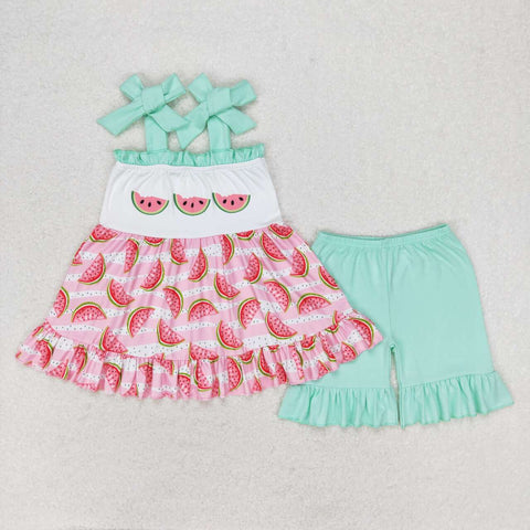 GSSO0709 Watermelon Green Shorts Girl Set