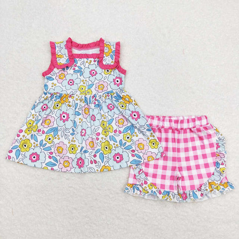 GSSO0711 Flower Pink Shorts Girl Set